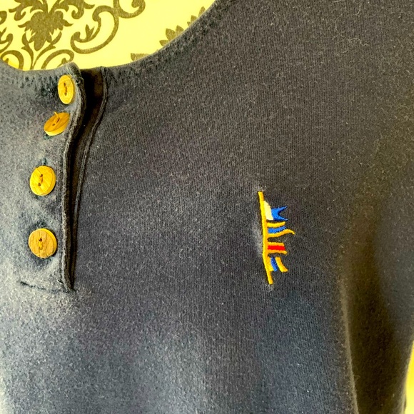 Pushers West Indies, women’s short sleeved, navy sailing shirt, size Lg. - Picture 3 of 11